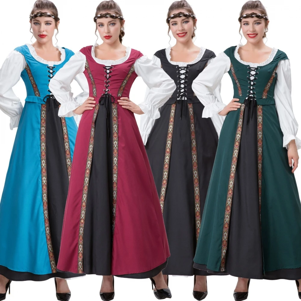 

Retro Court Costume Queen Long Dr Cosplay Role-plang Stage Performance loween Costume Women's Traditional Ethnic Wear