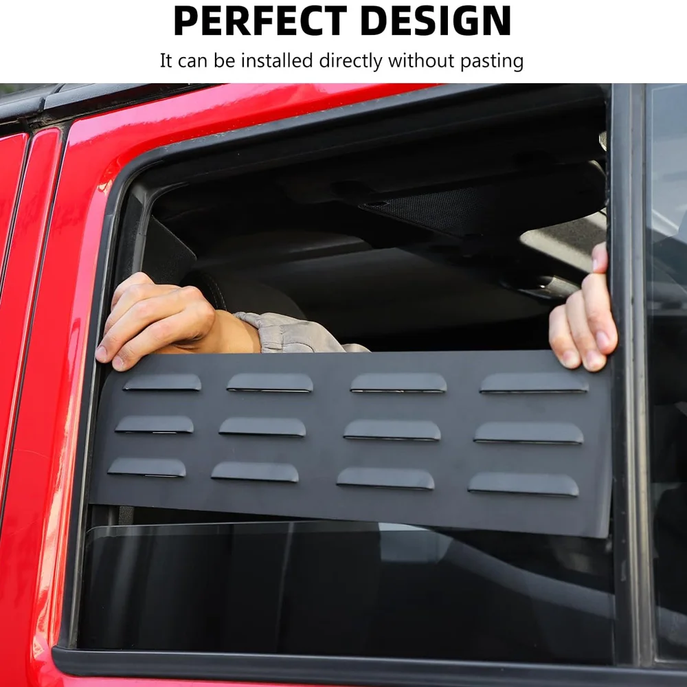 

2x Rear Seat Window Louvers Air Vent Cover Trim For Wrangler JL JT 2018-2023 Window Louver Air Vent Panel Trim Cover
