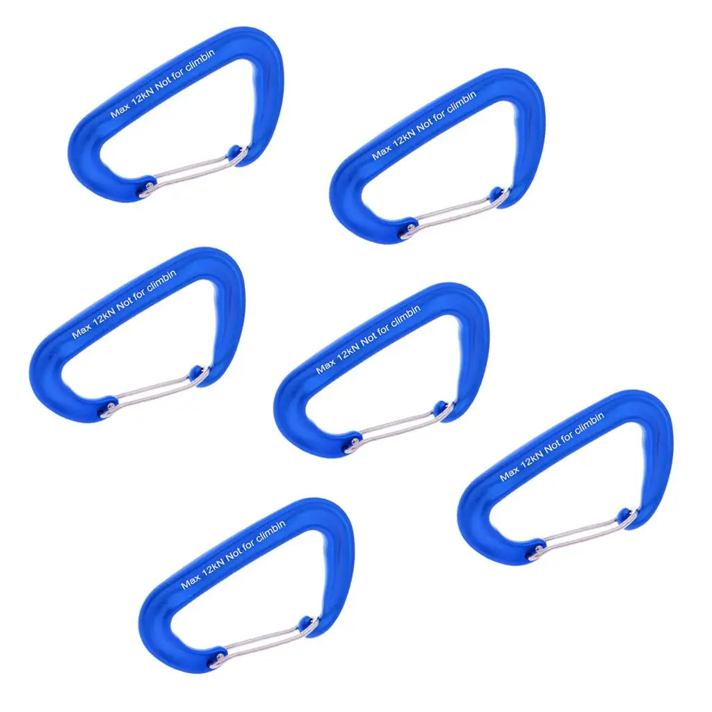 6pcs D Ring 12KN Aluminum Spring Snap Carabiner Hammock Camping Hiking Tool