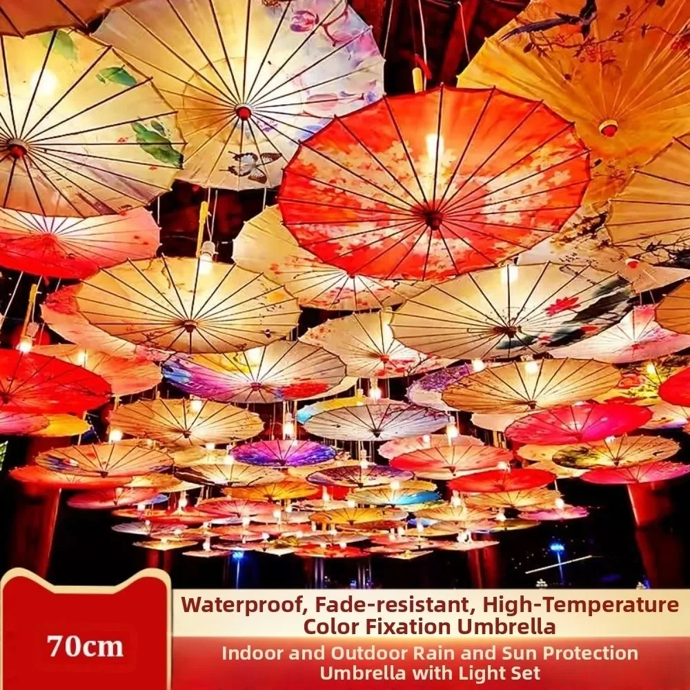 Ombrello di carta oliata in stile antico cinese 70 cm 10 colori Bambini Donne Ombrello decorativo Costumi Ombrello fotografico