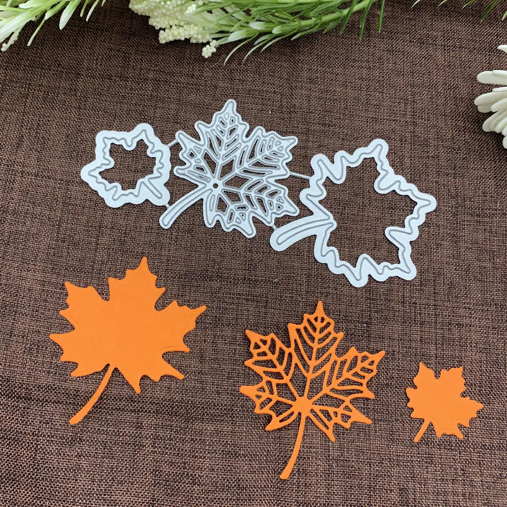 3Pcs/set Maple Leaf Metal Cutting Dies Scrapbooking for Paper Making Card DIY Decorative Craft Embossing New Dies Clear Stamps