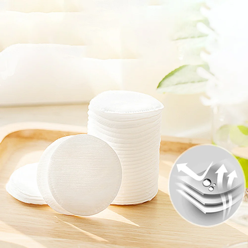 Almofadas redondas de pano de algodão removedor de maquiagem, 60 peças, três camadas, macias, leves, não irritantes, almofadas faciais para cuidados de beleza diários