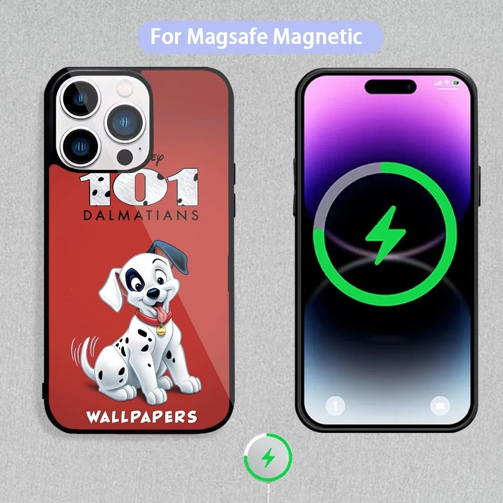 MINISO 101 D-Dalmatians D-Dog Phone Case For Magnetic Inductive Charging iPhone 11 12 13 14 15 Max Pro Mini Plus Shell