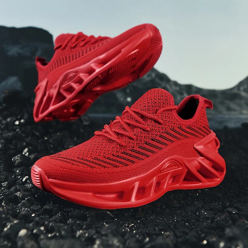 

Hot Sale Red Men's Sneaker Breathable Mesh Running Shoes Man Blade Sneakers Outdoor Non-slip Jogging Sports Shoes Women Trainers
