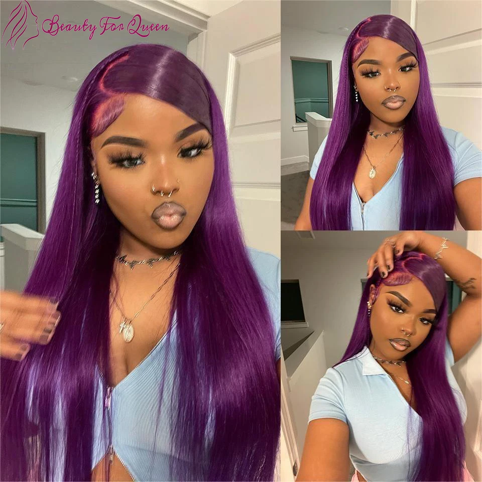 

Brazilian 180% Density Human Hair Wig Colored 13x4 Lace Frontal Wigs Cosplay Glueles Long Straight For Women Pre Plucked