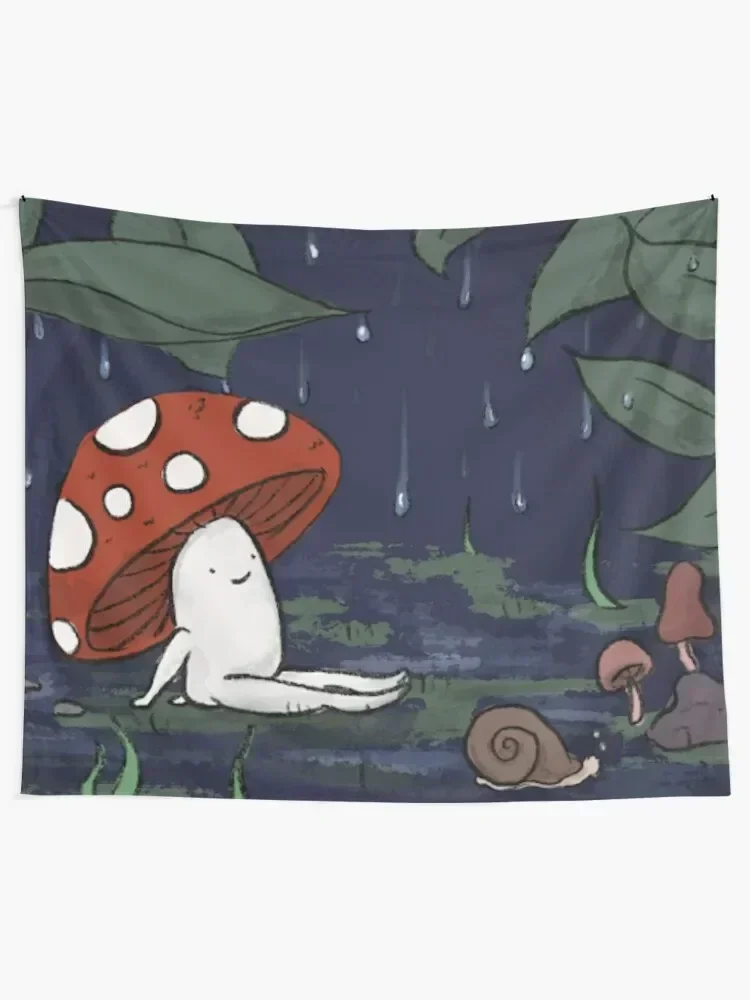 Little Mushroom Man Rainy Days Tapestry Kawaii Room Decor Wall Decor Hanging Hanging Wall Home Decorating Tapestry