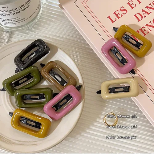 Imagen 1 del producto 2 uds. Pinzas para el cabello Sauqre para mujer, horquillas para niña dulce, pasador para el cabello de moda de Corea, Clip LATERAL, accesorios simples para el cabello