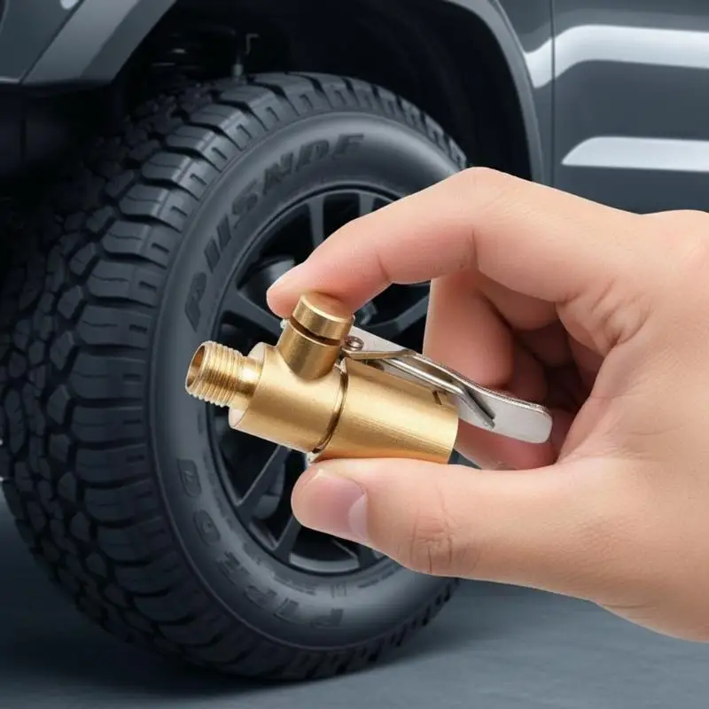 Heavy Duty Brass Air Chuck Adapter Lock Clip Pressure Relief Valve Heat Resistant for Auto Tire Inflator Pumps