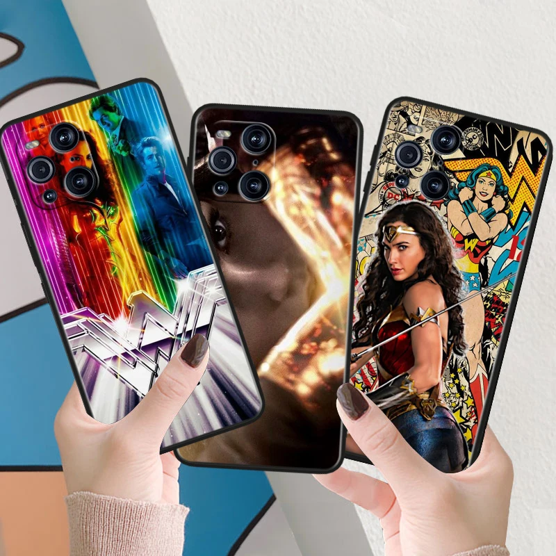 Wonder Woman Cute For OPPO Find X6 X5 X3 X2 F21S F21 Pro Lite Neo Black Silicone Soft Cover Capa Phone Case