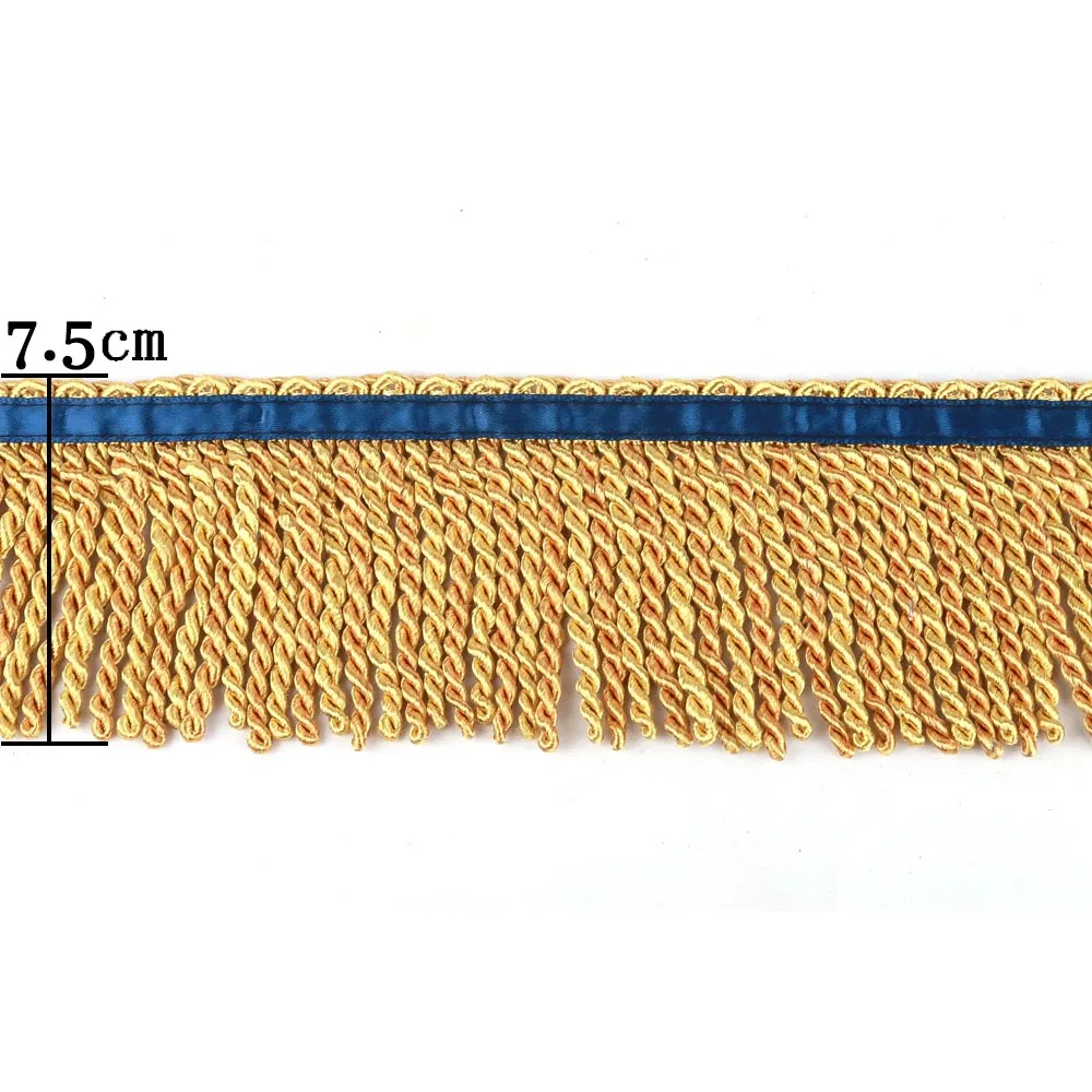 HedongHexi Tassels Fringe Trim Embellishments 5Yard 2.5 Inches Fabric Lace Sewing DIY Decoration for Clothes Gold Fringe Trim