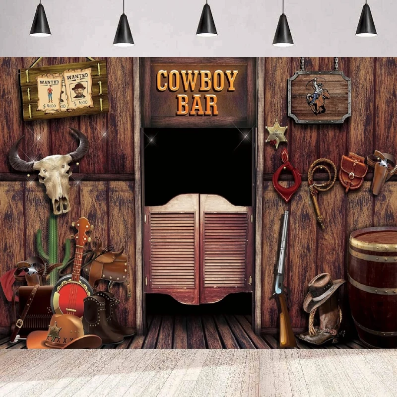 Western Cowboy Photography Backdrop Cowboy Banner Background Party Supplies Home Party Backdrop Wall Banner Poster Decor