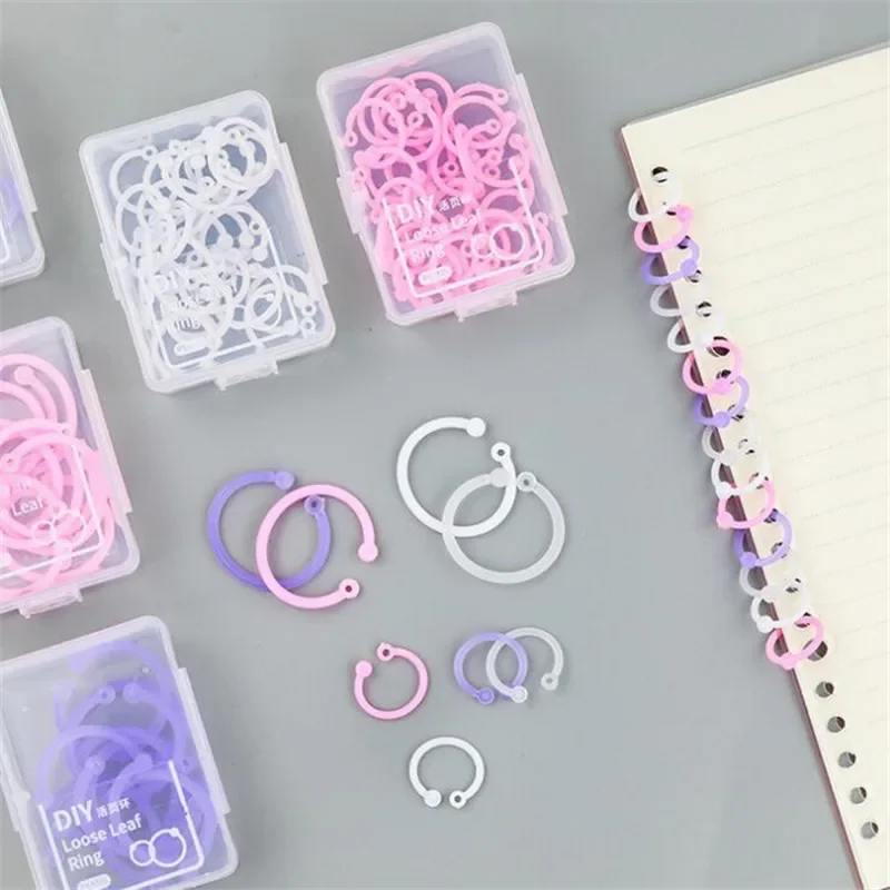 1 caixa 15/30mm álbum de plástico anel de livro folhas soltas anéis de cartão de caderno para material de pasta de escritório