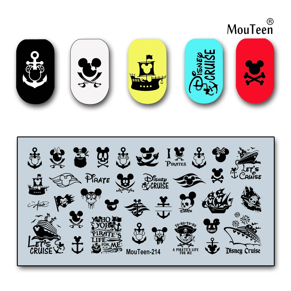 

Disney New Skull Mickey Nail Stamp Pirate Mouse Nail Stamping Plate for Nail Art 4.72*2.36inch #214