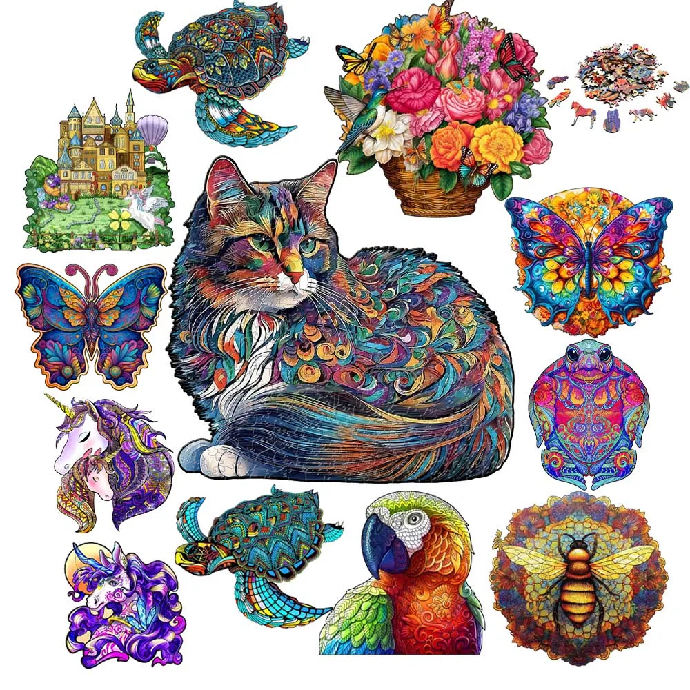 

Деревянные головоломки с милым котом, креативные игры, твистер для мозга, праздничные подарки, деревянные головоломки с животными для детей и взрослых, высококачественные игрушки «сделай сам»