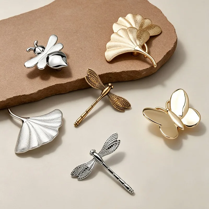 Dragonflies, Bees, Leaf Shapes, French Handles, Wardrobe Drawers, Light Luxury Retro Handles