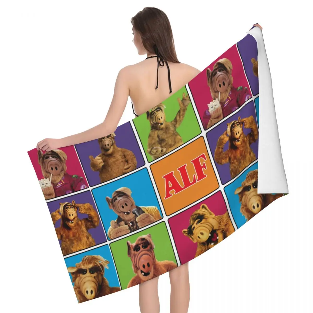 

Alien Life Form ALF Meme Collage Beach Bath Towel Microfiber Tv Show Pool Towels