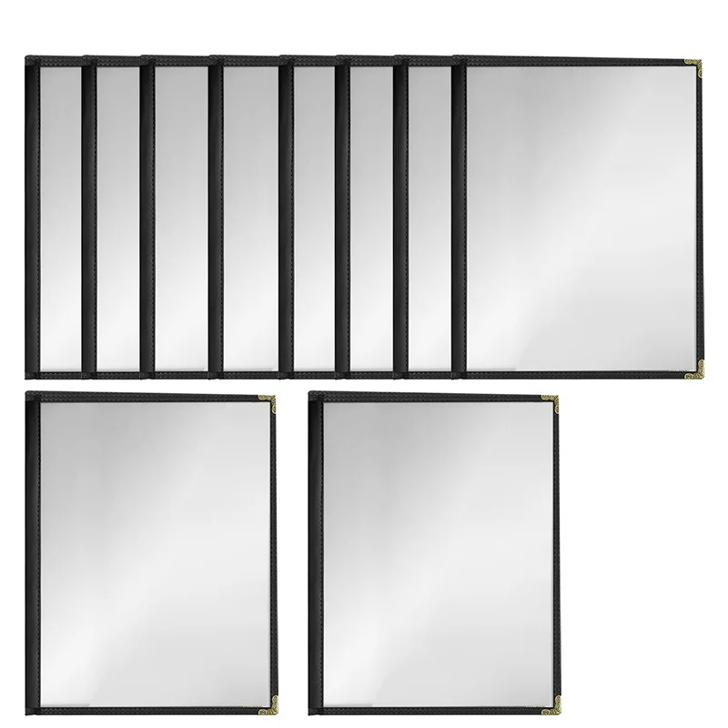 

36 Pack Cafe Style Menu Cover, Double Stitch Edge, Crystal Clear Vinyl (Black, 2 Pages/4 Views - 8.5 Inch X 11 Inch)