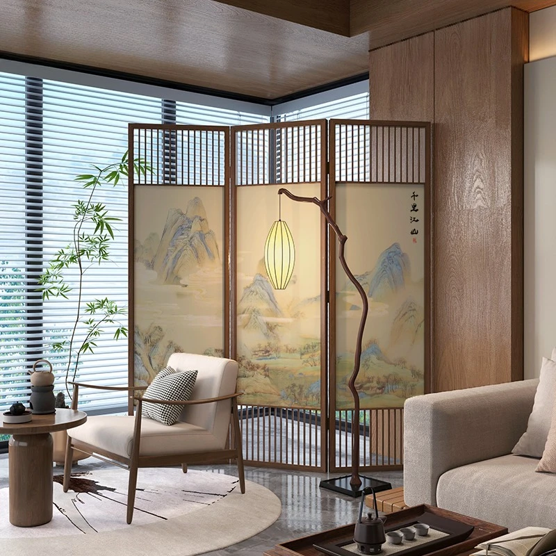 

partition, new Chinese style tea room, living room, bedroom, zen folding, mobile entry, facing the door