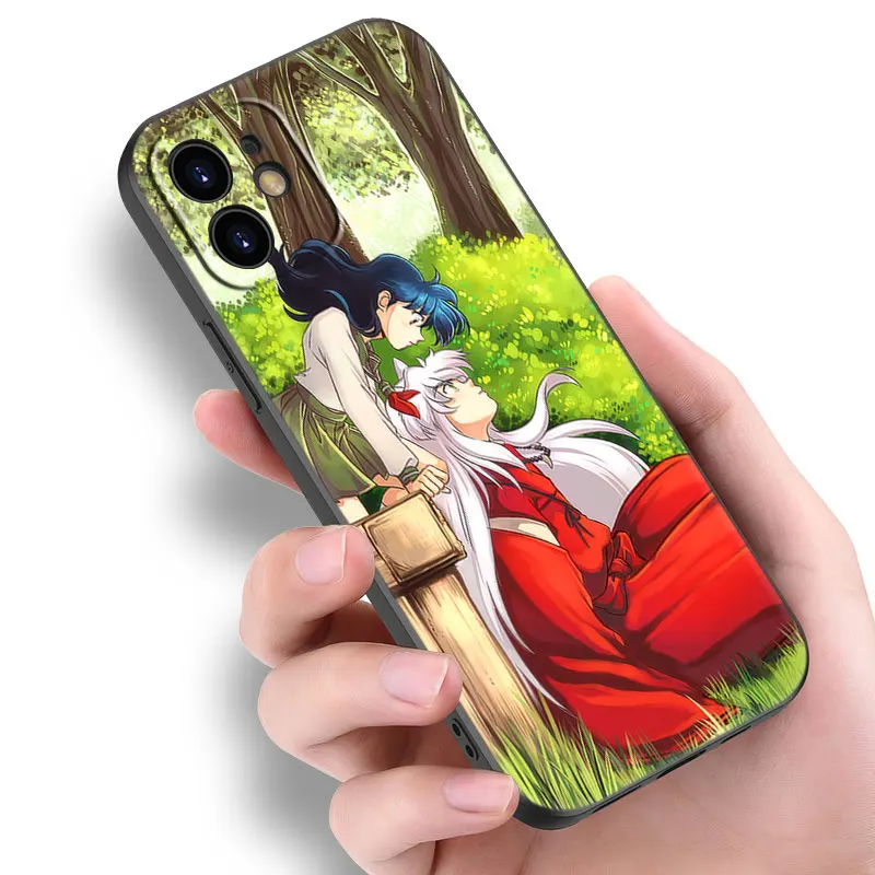 Anime Inuyasha Black Phone Case For Apple iPhone 15 14 13 12 Mini 11 Pro MAX XR X XS 7 8 Plus SE 2020 2022 Cover