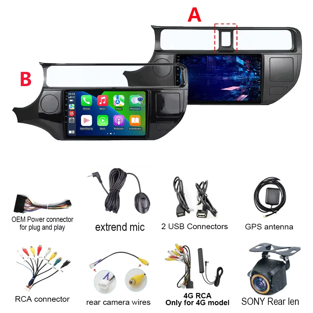 For Kia RIO 4 K3 2011 2012 2013 2014 - 2017 CarPlay Auto Android 15 2K QLED Car Radio Multimedia Video Player GPS Stereo Head 4G
