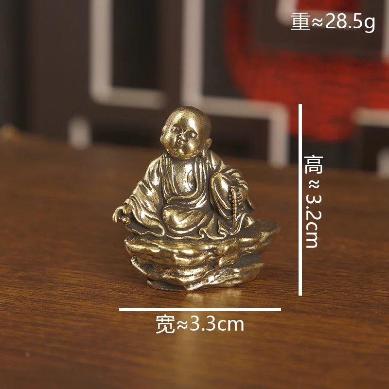1 Small Novice Monk Meditating Buddha Statue Brass Handicraft Ornaments view 6