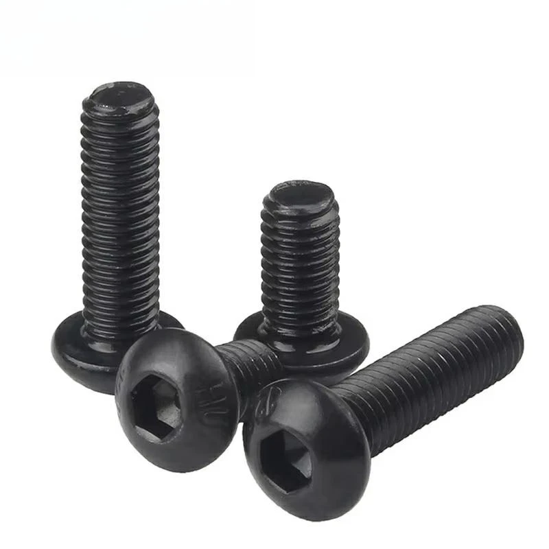 مسامير سداسية مستديرة سوداء 10.9 درجة مسامير سداسية M1.6 ~ M12 مقبس زر رأس مسامير أثاث ألين #3