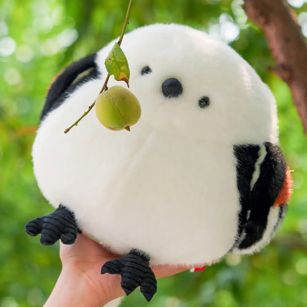 Chubby Long-tailed Tit Plush Toy, Fat Long-tailed Tit Stuffed Animals Toy, Soft Plush Bird Plushie