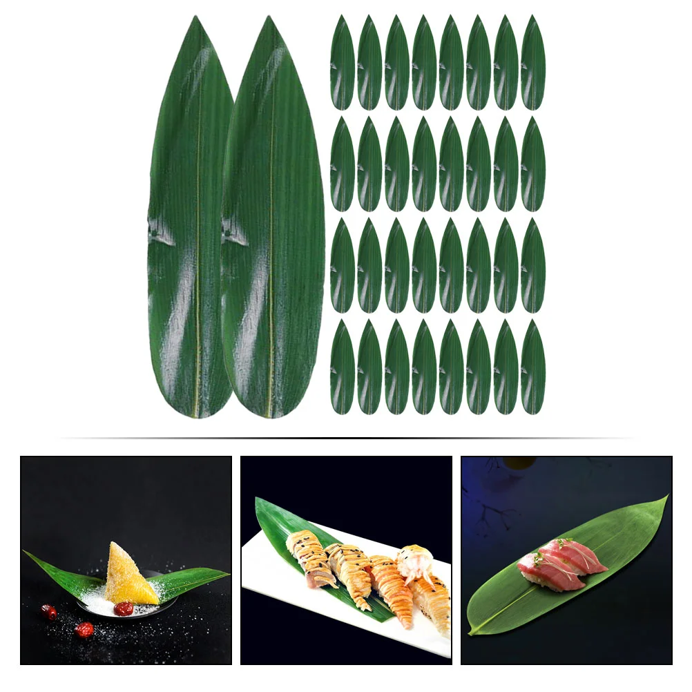 100 Pcs Sushi Boat Platter Bamboo Leaves Cold Dish Leaf Ornament Tableware Plate Fake for - Image 5