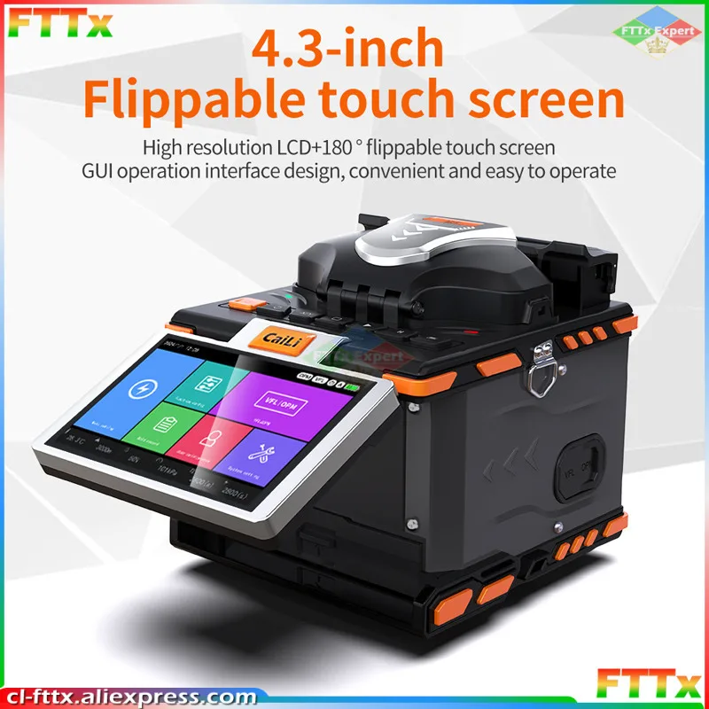 2024 New 6 motors S5 Optical Fiber Fusion Splicer Welding Machine with High precision cleaver Touch Screen VFL OPM