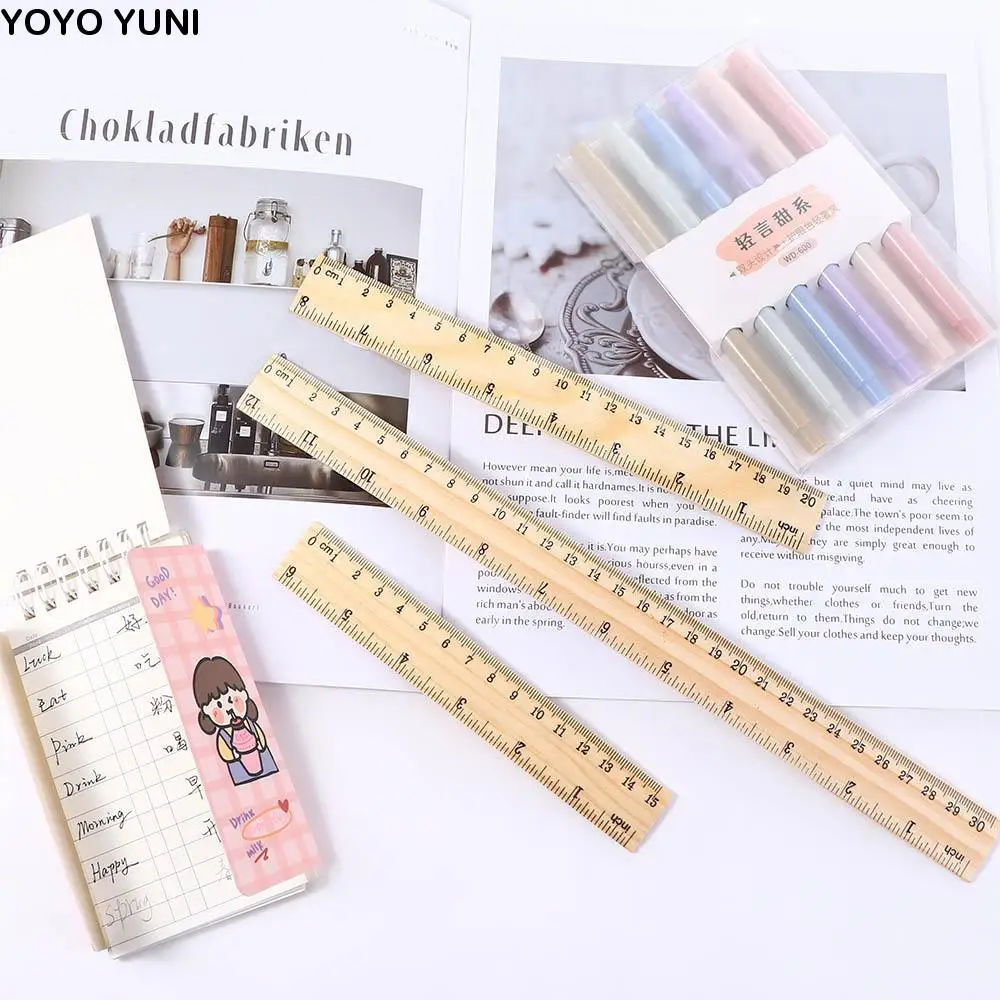 Office Measuring Tool Teacher Stationery Children Student Straight Rulers Wooden Rulers Rulers Drawing Rulers
