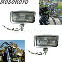 1 Pair Motorcycle Vintage Dual Headlights Custom Twin Square Headlamp 55w For Harley Chopper Cafe Racer Bobber Sportster Light