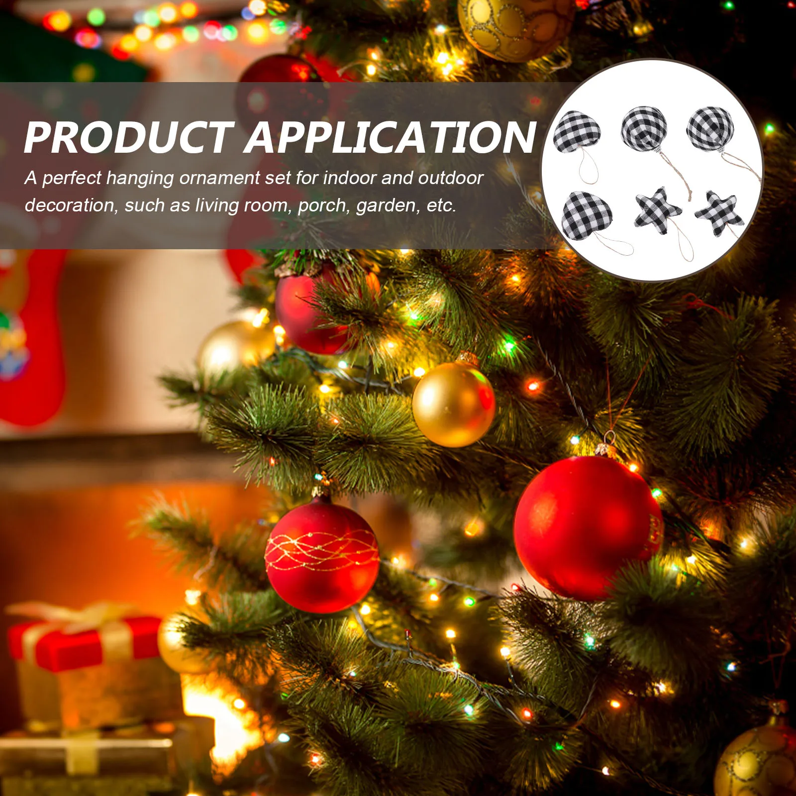 

6 Pcs Christmas Decoration Cloth Ball Xmas Stocking Gift Hanging Pendants Tree Ornaments Gold Balls