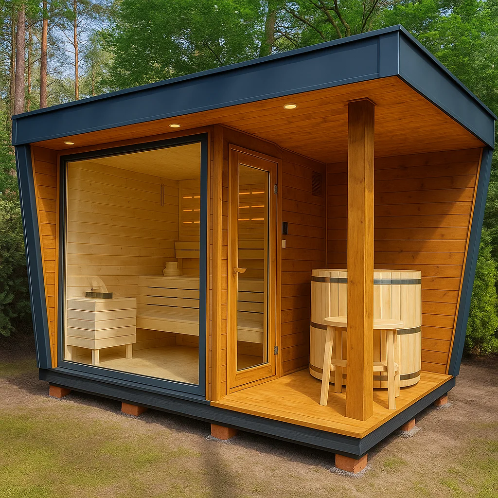 

Outdoor family sauna and outdoor cold plug ice bath combination unit cold plug tub/cube sauna accessories modern design optional