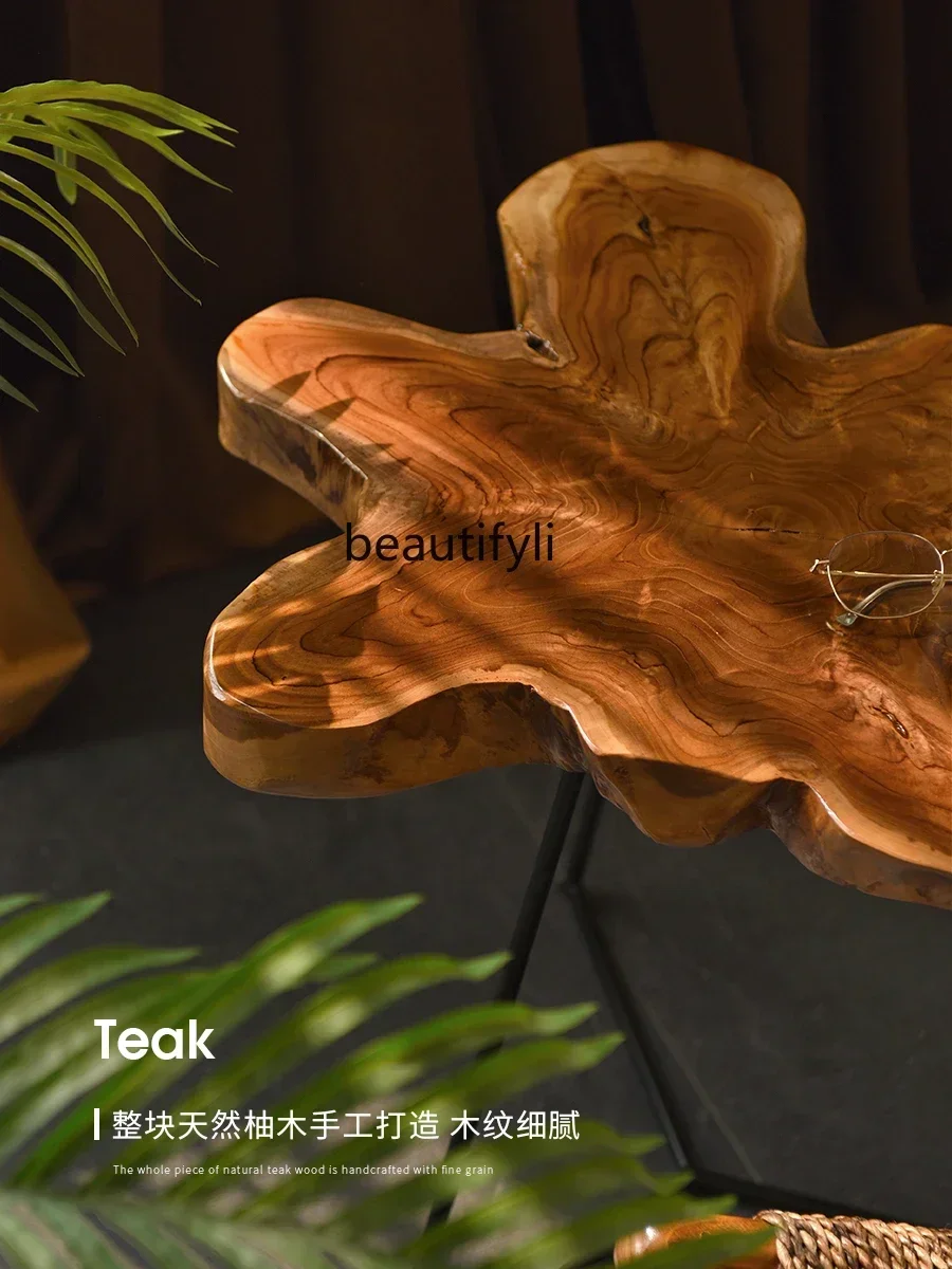 طاولة ls 04Teak edge، طاولة قهوة خشبية، أثاث من الخشب الصلب B & B inn Nordic