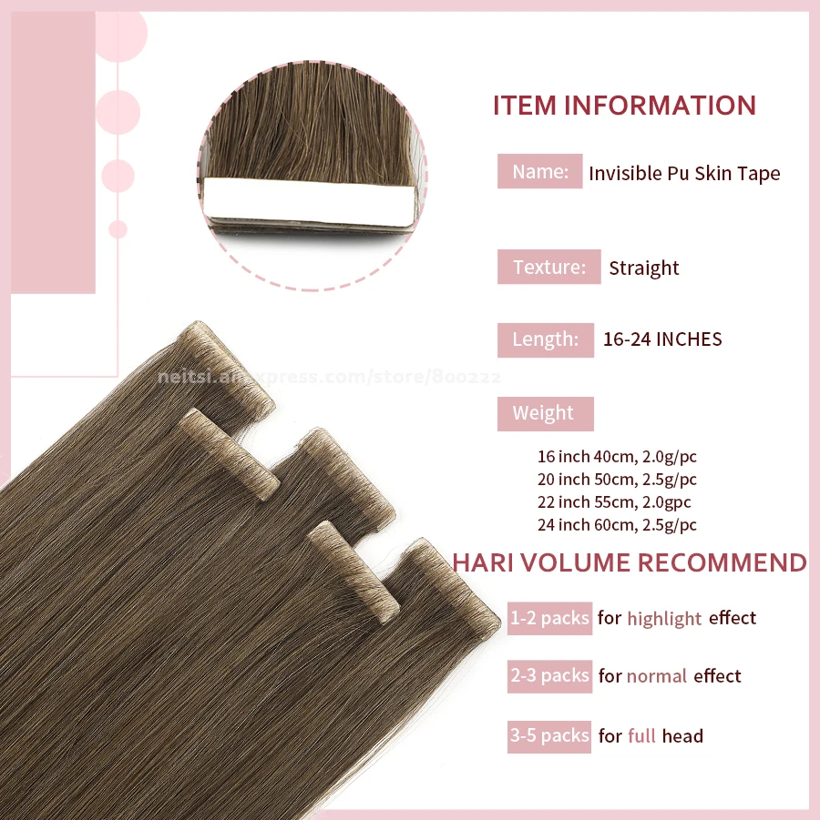 Neitsi Invisible Tape In Remy Hair Extensions Natural Straight Human Hair 16\