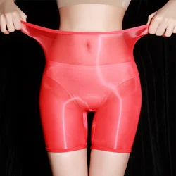Men Women Sexy Oil Shiny See Through Lingerie Panties Ultra-thin Elastic Shorts Sheer Underwear Erotic Glossy Male Shorts