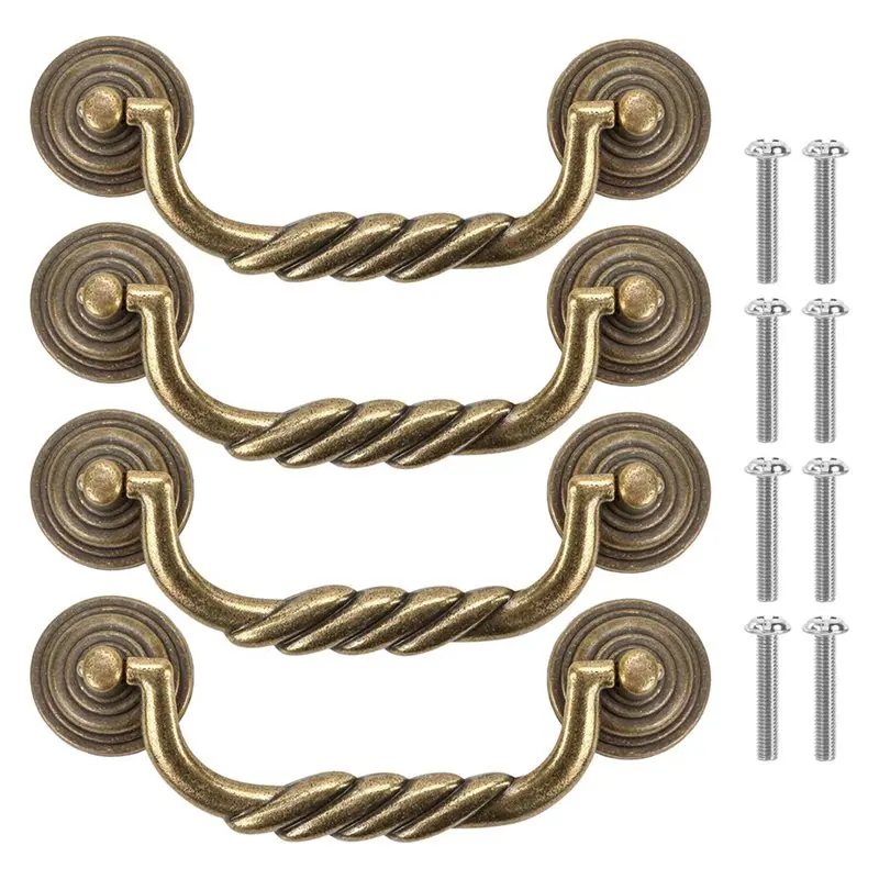 

Ручки для выдвижных ящиков AB41-4.5'' C-C, антикварные бронзовые ручки-подвески для комодов и шкафов, латунные ручки в винтажном стиле