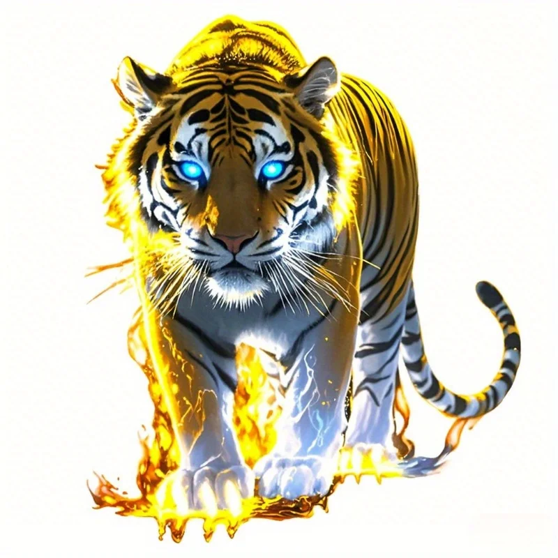 

1PC Mythical Fire Tiger Sticker, Perfect for Laptops, Skateboards, Phone Cases to Add Magical Vibe