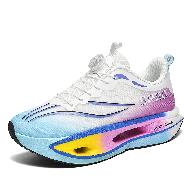 

Sports and leisure shoes, men's shoes, marathon oversized air cushioned shoes, fly woven all season rubber, wear-resistant, anti