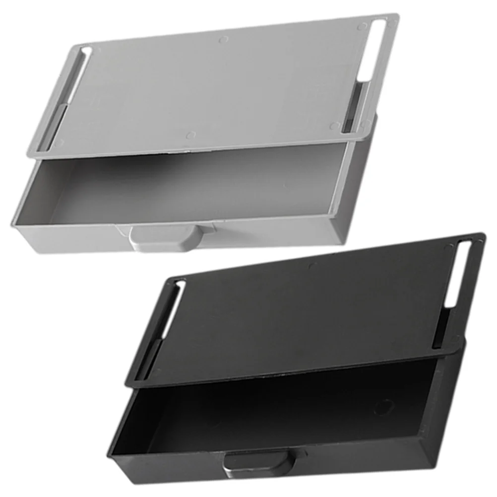 

2 Pcs Punch Free Storage Box Hidden Drawer Office Drawers Desk Organizer Desktop under Undershelf Organizers