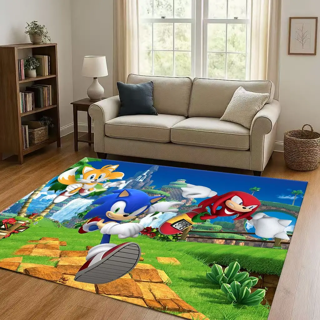 Alfombra antideslizante con dibujos animados 3D S-Sonics para sala de estar, alfombra suave para dormitorio, sala de juegos y sofá, felpudo fácil de limpiar para decoración del hogar