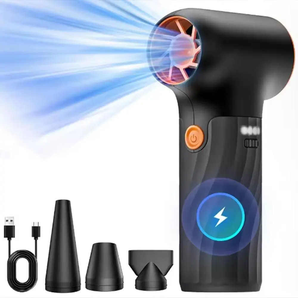 

130000RPM Mini Turbo Jet Fan Brushless Motor Liquid Silicone Handle Wireless Electric Blower 3 Gear Adjustable High-speed