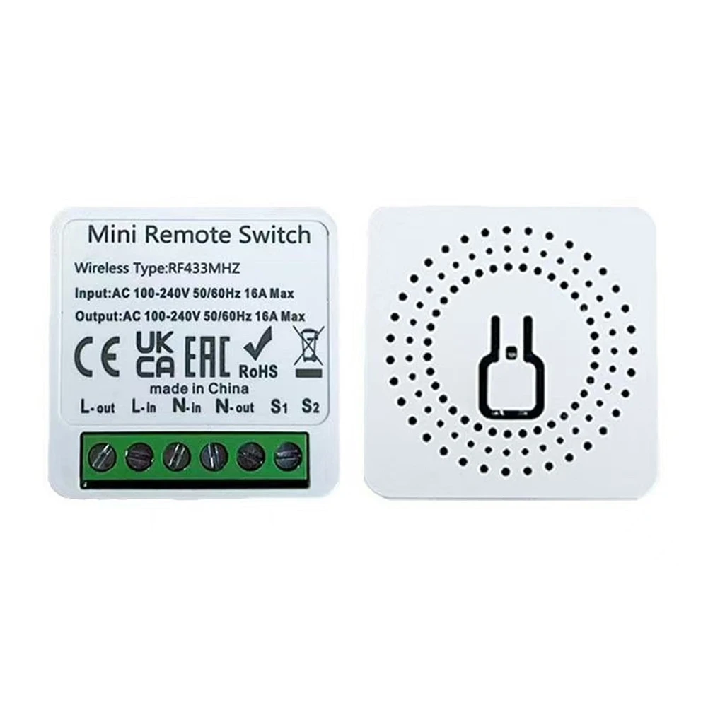 

Wireless RF433MHz Mini Smart Switch 16A 100V 240V for Fan and Light with Long Range Transmission and Sliding Panel Protection