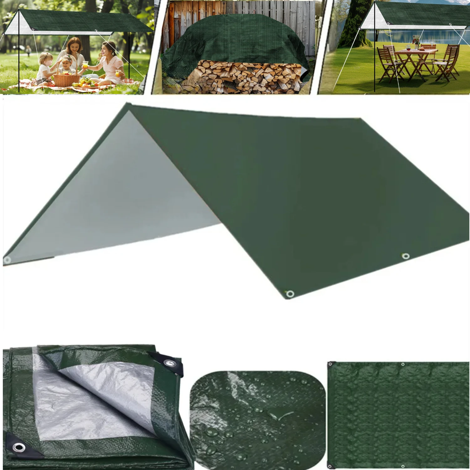 5x4m 4x3m 3x3m Large Waterproof Tarp Camping Tent Outdoor Shade Sail Ultralight Garden Canopy Awning Tourist Beach Sun Shelter