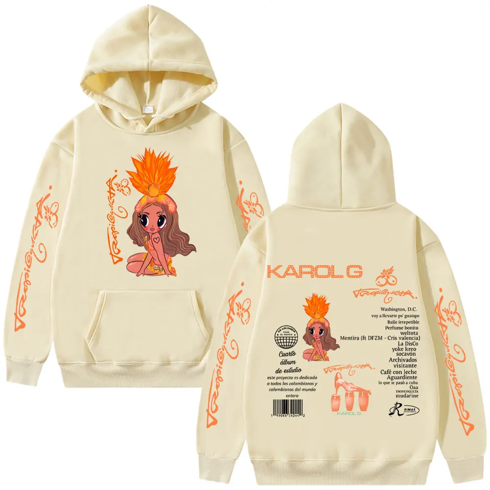 Singer Karol G Tropicoqueta 2025 Hoodie Men Women Hip Hop Fashion Pop Music Hooded Sweatshirt Casual Cotton Vintage Streetwear