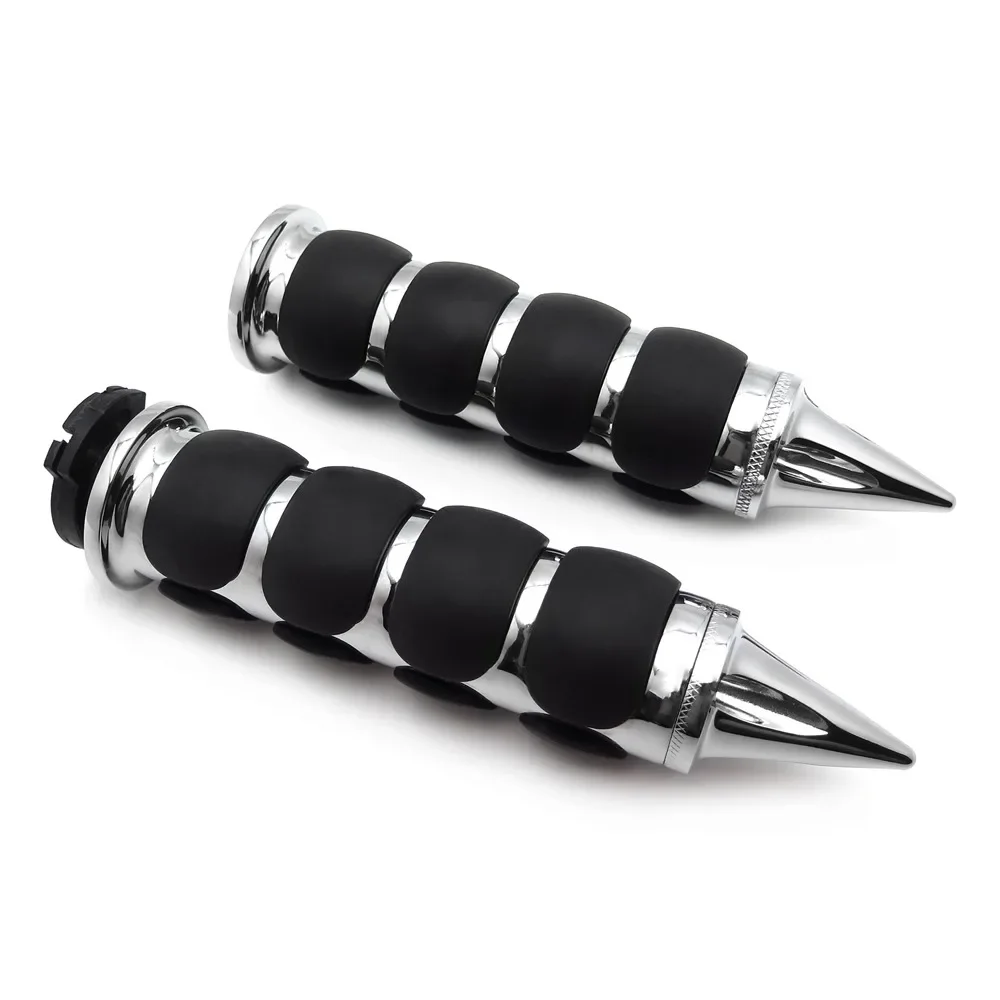 Motorcycle Spike 25mm/1" Rubber Handlebar Grips for Harley Road King CVO Springer Deluxe,GL1800 2001-2012 2