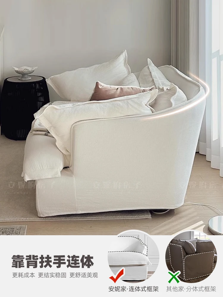 

sofa chair French high-end down cotton and linen fabric removable and washable small balcony white bedroom lazy sofa
