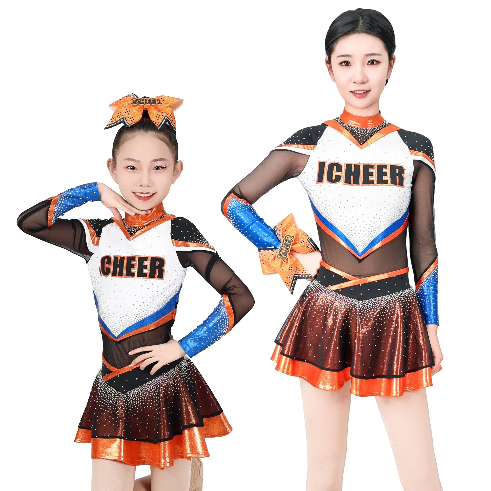 

Breathable Stretch School Cheer Outfit OEM Manufacturer Custom Cheerleading Uniforms Youth