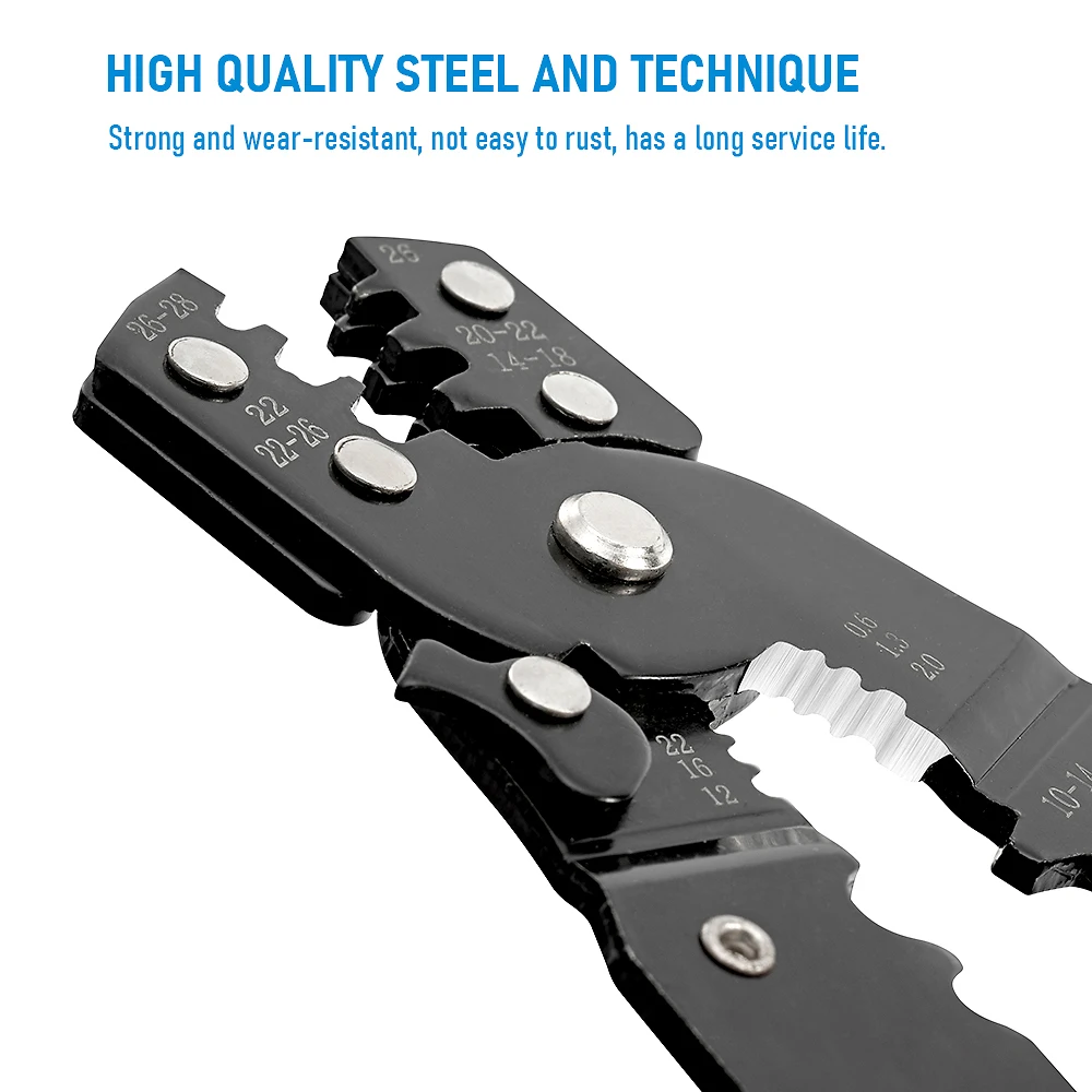 Multifunktionale Crimpzange Abisolierzange Cutter Crimper 10-26AWG Crimpzange Terminals Elektrische Klemme Mini-Werkzeuge – Detail 3
