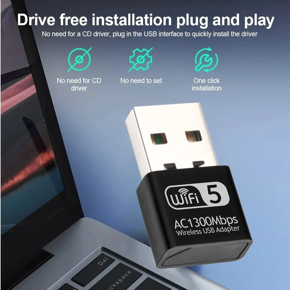 AC1300 Mini USB Wi-Fi адаптер 2,4G и 5G двухдиапазонный ключ сетевая карта 1300 Мбит/с 802.11AC беспроводной Wi-Fi приемник для настольного ноутбука